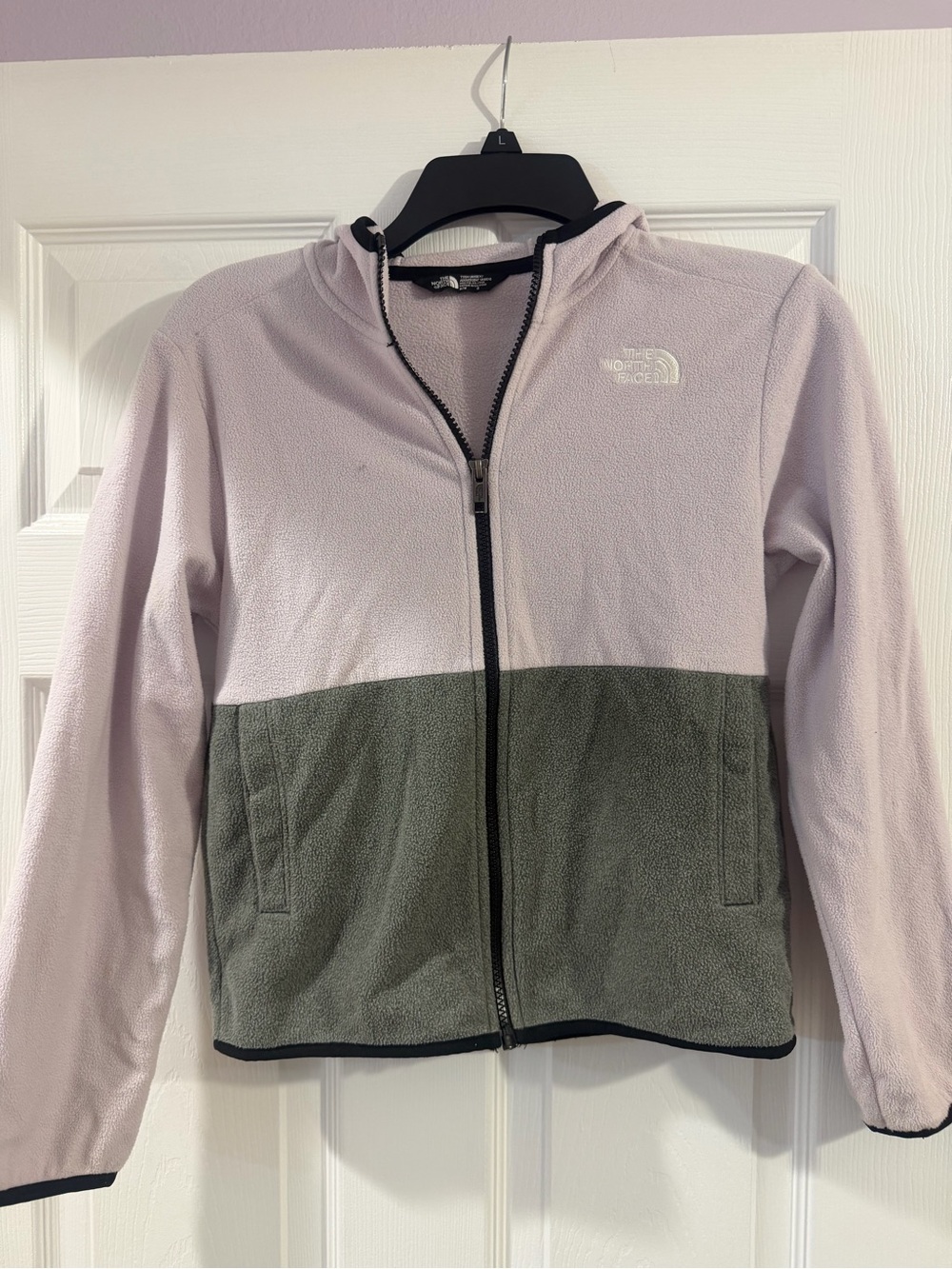 The North Face Kids Two-Tone Teddy Fleece Jacket - Lavender & Olive Size M